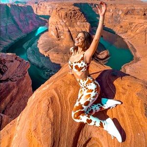 Weworewhat WWW Cow Print Legging + Bra Set